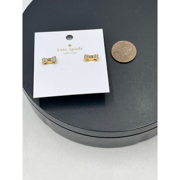 Kate Spade Ready‎ Set Mini Bow Gold Plated Pave Stud for Earrings New - Picture 8 of 9